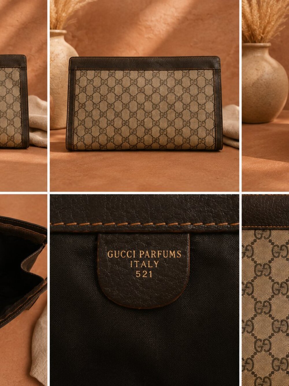 Vintage Gucci Parfums GG Monogram Web Portfolio Clutch | Italy | Rare Collector